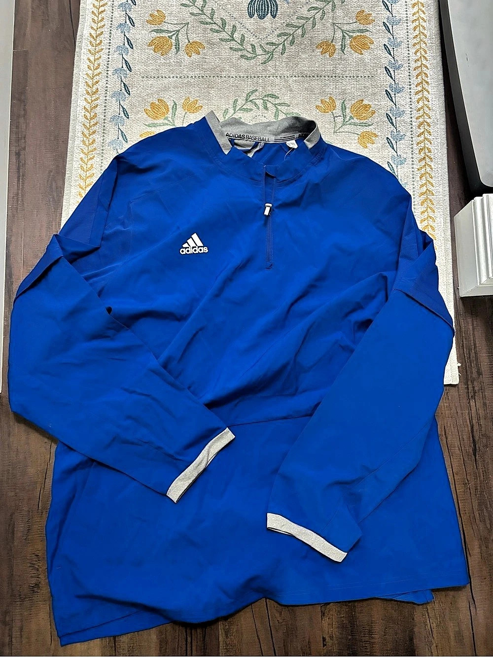 adidas Baseball Quarter Zip Pullover Training Jacket Men's Cobalt Blue 4XL